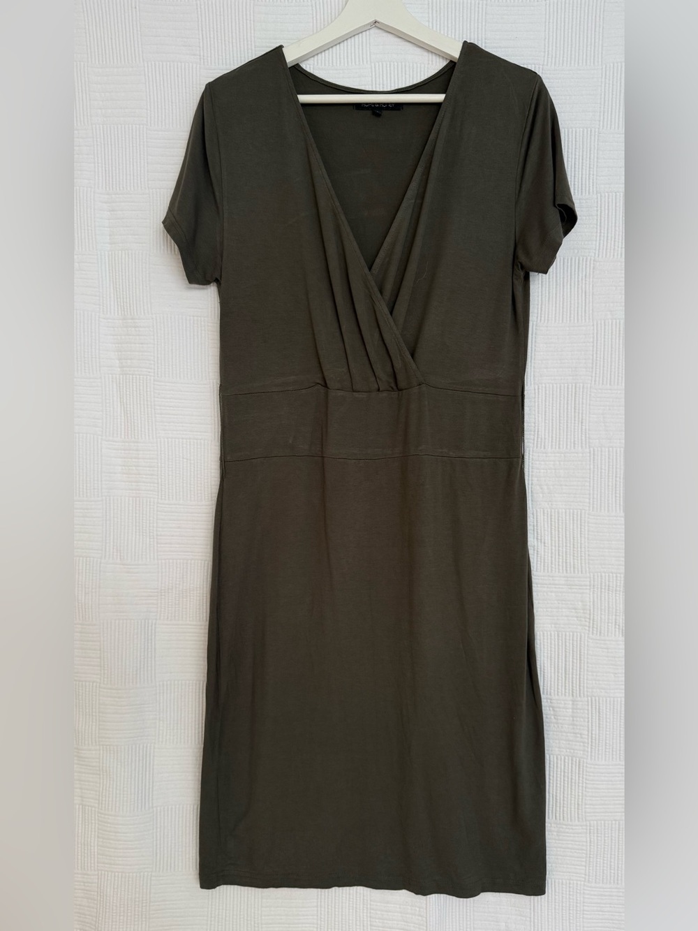 Hope & Honey Olive V-Neck Short Sleeve Wrap-Style Women's Dress